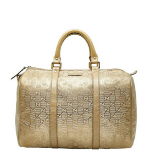 Gucci GG Crystal Boston Handbag Gold Leather